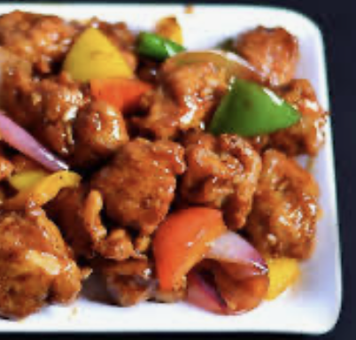 Chilli – gobi, tofu, babycorn, paneer, or chicken (Nut-free)